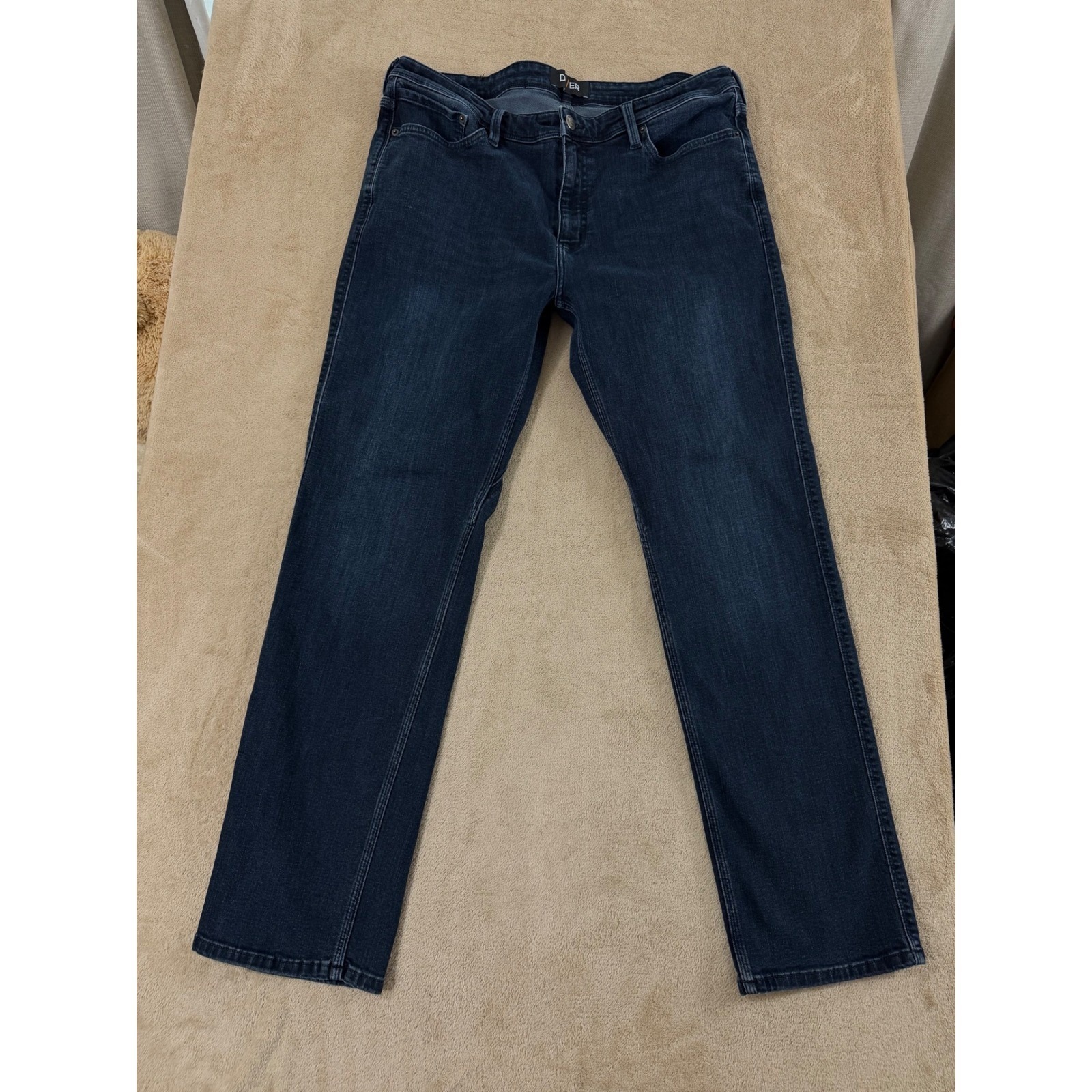 Du/Er Straight Fit Jeans Men Size 40x32 Dark Wash Blue Stretch Good